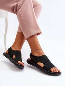 女士时尚休闲平底凉鞋，夏季百搭 - 黑色 - 查看 6