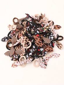 30pcs Bunny Ear Headband For Girls, Cute Bowknot Hair Band Scrunchie (Random Color And Style) - Multicolor - View 3