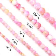 1 hạt ngọc bích vàng hồng tự nhiên, nhiều kiểu dáng và kích cỡ 4/6/8/10/12mm, phụ kiện làm đồ trang sức DIY cổ điển thanh lịch cho vòng tay, vòng cổ, mặt dây chuyền, phụ kiện điện thoại/chìa khóa, hạt bán buôn - Vàng hồng - Xem 6