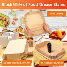 100/300 Pcs Air Fryer Liners Disposable Paper Non Stick Parchment - Brown - View 6