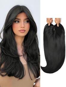 适合头发稀疏女性的长层次刘海假发 - 20 英寸微卷发尾 - 合成纤维，易于佩戴 - 彩色 - 查看 12