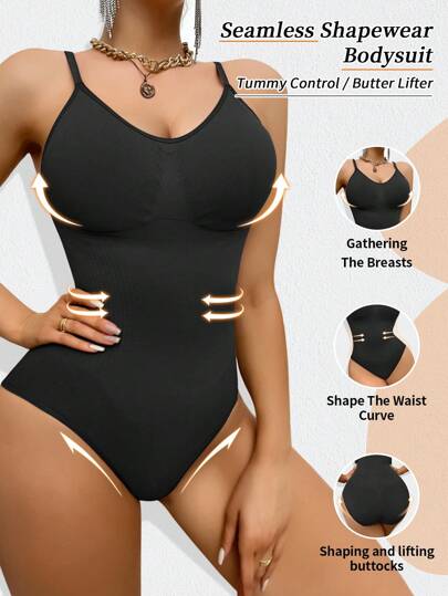Women's Tight Fitted Shapewear Bodysuit, Waist Trainer, Tummy Control, Adjustable Straps