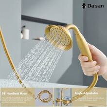 Brushed Gold Shower System With Tub Spout Tub And Shower Faucet Combo Set With Valve And Trim Kit Bathtub Shower Faucet Set Bathtub Shower System With Rainfall Shower Head And Handheld AT309WBTG - BrushedGold - View 5