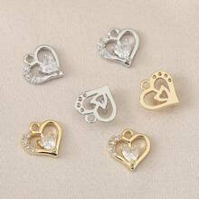 3件套DIY吊坠，心形锆石吊坠，精致百搭，铜镶嵌锆石，18K镀金和镀银可选 - DIY愛心配件 - 查看 8
