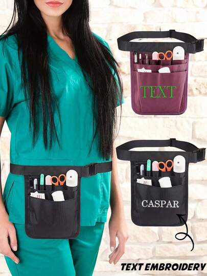 1 pieza Estuche ajustable a la cintura para enfermeras, hecho de tela Oxford con bolsillo con cremallera de unicolor de poliéster, con correa para el hombro ajustable, adecuado para profesionales médicos, accesorios de enfermería, regalo del Día de la Enfermera