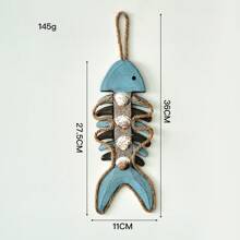 1 szt. Vintage Fish Bone Style Termometr Ścienny Dekor Wiszący, Styl Śródziemnomorski Drewniana Ryba Kości Fotografia Prop