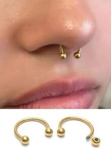 2/4/6 pièces Anneau de nez, anneau de septum, boucles d'oreilles en acier inoxydable BCR pour cartilage, faux piercing d'oreille circulaire, tragus, bijoux de corps en forme de fer à cheval