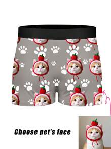 Custom Pet Boxers Using Pet Photo Personalized CAT Men's Underwear Men Undies For Men Undergarments Cat Briefs Women Boxers Boys Underwear