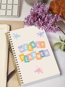 1pc Weekly Agenda Planner – A5 Undated Notebook With Time Slots, Checklist, Mood Journal & Workout Log, 96 Pages,Task Management & Personal Organizer, Office & School Supplies, Back To School - Multicolor - View 5