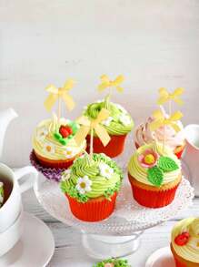 20pcs Bowknot Cake Toppers Picks Baking Cake Decorations For Party Dessert Fruit