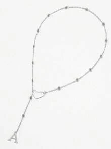 1 colar de aço inoxidável com letras em formato de coração vazado, moderno e versátil, corrente requintada com clavícula, corrente requintada com contas femininas (ao usar, você pode dar mais duas voltas a partir do formato do coração)