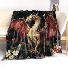 Medieval Dragon Pattern Soft Flannel Blanket - Suitable For Bed, Office, Camping |     All-Season Comfort With Digital Print Design Nightmare Before Christmas T How Blanket - Nhiều màu - Xem 2