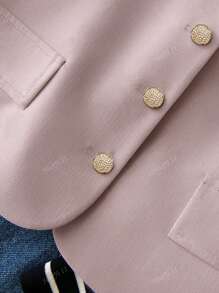 Blazer casual in lino con scollo a V, maniche corte e vestibilità morbida, adatto per primavera/estate da donna