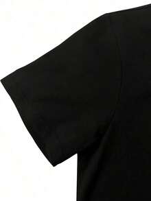 Acoustic Guitar Heartbeat - Guitar Musician T-ShirtFun American Cartoon T-Shirt Fashion Casual T-Shirts For Men, Breathable Loose Short Sleeves - Black - View 2