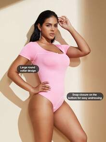 1件装女士纯色塑身连体衣，收腹瘦身连体衣