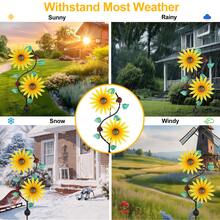 Sunflower Wind Spinners Garden Stake With LED Lights,Outdoor Solar Wind Sculptures For Yard And Garden,S-Type Solar Windmill Kinetic Spinner For Garden Lawn Patio Decoration(51") - S-shaped Sunflower - View 6