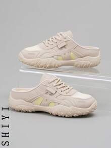 Fashionable Versatile Casual Simple Breathable Backless Sports Shoes - Beige - View 4