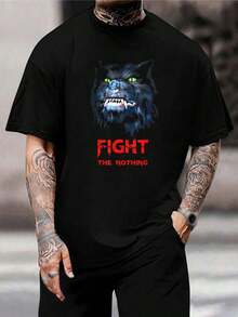 Camiseta de Hombre Lucha contra el Hombre Lobo Nada Retro de Terror Halloween 80s Película Gráfica Mezcla de Algodón Cuello Redondo Manga Corta - Fans de Películas de Terror - Negro - Ver 1