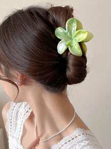 1pc Women Large Size Blue Gradient Flower Plastic Lightweight Hair Clip, Fashionable And Versatile High-End Elegant Simplistic Solid Color Hair Accessory, Suitable For Daily Casual, Party, Commute, Vacation, Hairstyling, Makeup, Outfit Matching Hair Claws Claw Clips Hair Clips Hair Jaw Clip Hair Clamps Hair Clutch Hair Catcher Clip