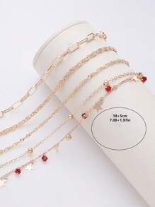 Conjunto de 5 pulseiras de decoração com pérolas simples e correntes multielementos, adequado para mulheres e meninas, uso diário, feriados, presentes, datas, férias