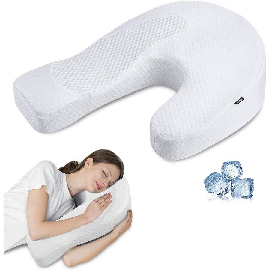 Side Sleeper Pillows For Adults, Memory Foam U Shaped Pillows For Neck And Shoulder Pain Relief, Ergonomic Shoulder Pillow For Side Sleepers With Cooling Removable Pillowcase - White - View 1