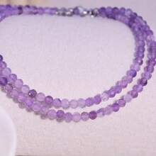 1pc Natural Amethyst Faceted Stone Necklace Simple Purple Bead Chain February Birthday Stone Women's Jewelry Daily Outfits And Gifts For Elegant Accessories Exquisite Workmanship