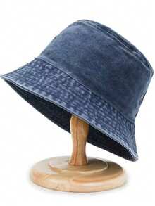 Casual Men Women Hip Hop Bucket Hat Fishing Cap Washed Denim Bucket Hat Folding Hip Hop Bucket Hat For Autumn