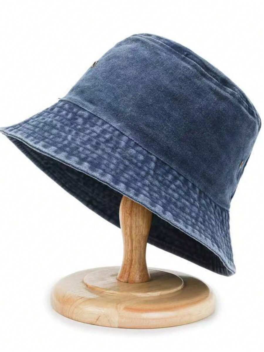 Casual Men Women Hip Hop Bucket Hat Fishing Cap Washed Denim Bucket Hat Folding Hip Hop Bucket Hat For Autumn