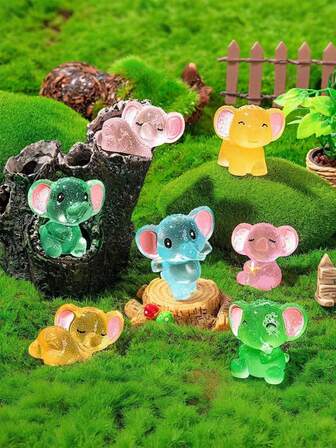 5/10pcs Luminous Mini Resin Elephant, Glow In The Dark Tiny Elephant Figures For DIY Fairy Garden, Glass Container, Potted Plant Decor, Micro Landscape Craft, Garden Decoration, Car Interior Accessories, Party, Perfect Birthday Gift(Random Color)Figurine, Capybara, Resin Animals, Axolotl, Acrylic Animals, Mini Glass Animals, 3 D Printed Animals, Garden Toys, Cute Figures