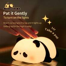 USB Rechargeable LED Night Light Cute Cartoon Panda Silicone Lamp Timing Function Desk Bedside Decor Nightlight Children Gift - Panda - View 5