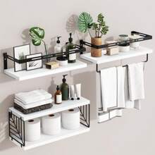 Superlele 3+1/4+1 Tier Bathroom Floating Shelves Over Toilet, 15.8in Farmhouse Rustic Wood Shelves, Wall Decor For Bathroom, Living Room, Bedroom And Kitchen Home Bathroom Decor Bathroom Organizer