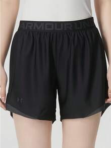 Under Armour 女士梭織速乾黑色運動跑步短褲 - 黑色 - 查看 3