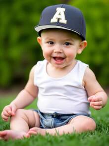 1顶A-Z字母可调节婴儿/幼儿棒球帽，儿童遮阳帽，男女通用休闲棒球帽 - 藏蓝色 - 查看 4