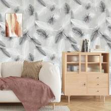 1 Roll Of Feather Self-Adhesive Wallpaper, PVC Removable Wallpaper For Living Room, Kitchen, Bedroom, Dorm, Furniture Renovation, Autumn Aesthetic