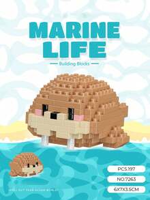 12pcs/Set Marine Animal Building Blocks In Gift Box, Micro Particle Construction Toys, Decompression Toys, Table Decor, Suitable For Christmas, New Year Gifts, Birthday Gifts, Love Expression. Includes Display Riser.