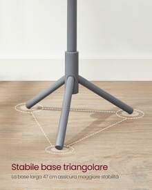 Attaccapanni da Terra, Appendiabiti in Legno a Forma di Albero, 8 Ganci, 3 Altezze, per Vestiti Cappelli Borse, Ingresso Camera da Letto Ufficio, Grigio