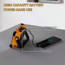 Solar Rechargeable Work Light, 144 LED Portable Flood Light With Stand, IP66 Waterproof Power Bank 4 Modes LED Job Site Lighting Flashlights For Mechanic Camping Fishing Car Repair - trái cam - Xem 7