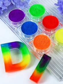 6 pièces/set Poudre de paillettes fluorescente irisée scintillante pour remplissage de résine, moulages de résine époxy, fournitures pour la fabrication de bijoux, matériel d'artisanat vibrant, effet chatoyant, fournitures d'artisanat d'été