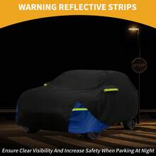 Car Cover Waterproof All Weather 210D, UV Sun Rain Protection, With Left Side Zipper - Black Blue for Toyota RAV4 - View 3