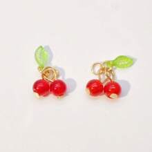 12pcs/Set Fashionable Cute Plastic Cherry Decor, Suitable For DIY Jewelry Making Bracelets, Necklaces, Earrings, Pendants