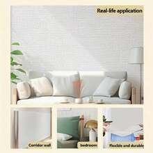 1 rolka o grubości 2 mm, 3D, teksturowana, samoprzylepna tapeta z lnu artystycznego, która nadaje ścianom wyjątkową wymiarowość, wodoodporna i odporna na wilgoć, odklejana i przyklejana, łatwa w dekoracji domu - idealny wybór do wystroju salonu - Wielokolorowe - Zobacz 8