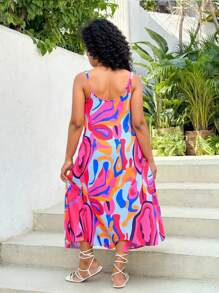 1 pièce Robe débardeur décontractée et confortable pour filles, convient pour les fêtes, les loisirs, les vacances et les sorties en été