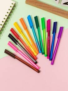 12 Colors Ballpoint Pens, Colorful Round Barrel Design For Easy Grip And Smooth Writing, Great For Students, Adults, Art & Office Use Back To School