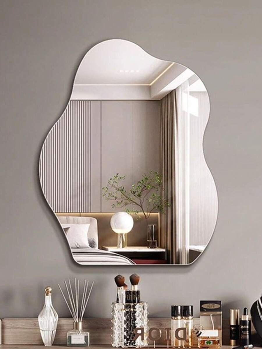 Acrylic Mirror Wall Sticker, Bathroom Soft Mirror, Asymmetrical Cloud Mirror, No Drill Makeup Mirror - Gold - View 1
