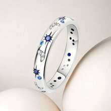 Exquisite Couples Same Style Ring, Diamond And Starry Sky Bright Ring Sterling Silver Index Ring Suitable For Weekday Clothing 7~10 US