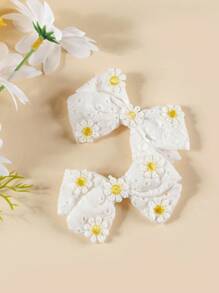 2 Stücke weiße Gänseblümchen Schleifen Baby Haarklammern, süße Accessoires für tägliche Frisuren von Neugeborenen und Kleinkindern