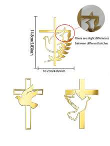 3 件亚克力和平蛋糕装饰、金色十字架洗礼爱心蛋糕装饰用品、亚克力和平与金色十字架蛋糕装饰套装 - 基督教十字架蛋糕装饰宗教洗礼、婚礼、生日派对装饰带天使翅膀、圣经诗句插入物、可重复使用的防水蛋糕装饰，适用于洗礼、圣诞节、教堂活动、基督教庆祝活动（、防碎、DIY 烘焙和甜点桌用品） - 金色 - 查看 9