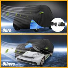 Car Cover Waterproof All Weather 210D, UV Sun Rain Protection, With Left Side Zipper - Black Blue for Smart Fortwo - View 5