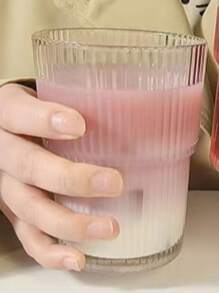 1 pieza, Vaso de vidrio con rayas, con pajita y tapa - 20.29oz/600ml, llamativo vaso de vidrio para beber, apto para café, té, whisky, leche, americano con hielo y bebidas de latte