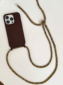 Keychain, Lanyard Solid Color Fashionable And Simple Phone Case With Hanging Rope Can Be Slung Diagonally, Compatible With Apple Series Models Waterproof Shockproof Anti-Fall Scratch Resistant